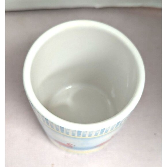 Flamingos On Beach Ceramic Bath Set Dispenser Toothbrush Holder Tumbler Gift NEW - Picture 6 of 7